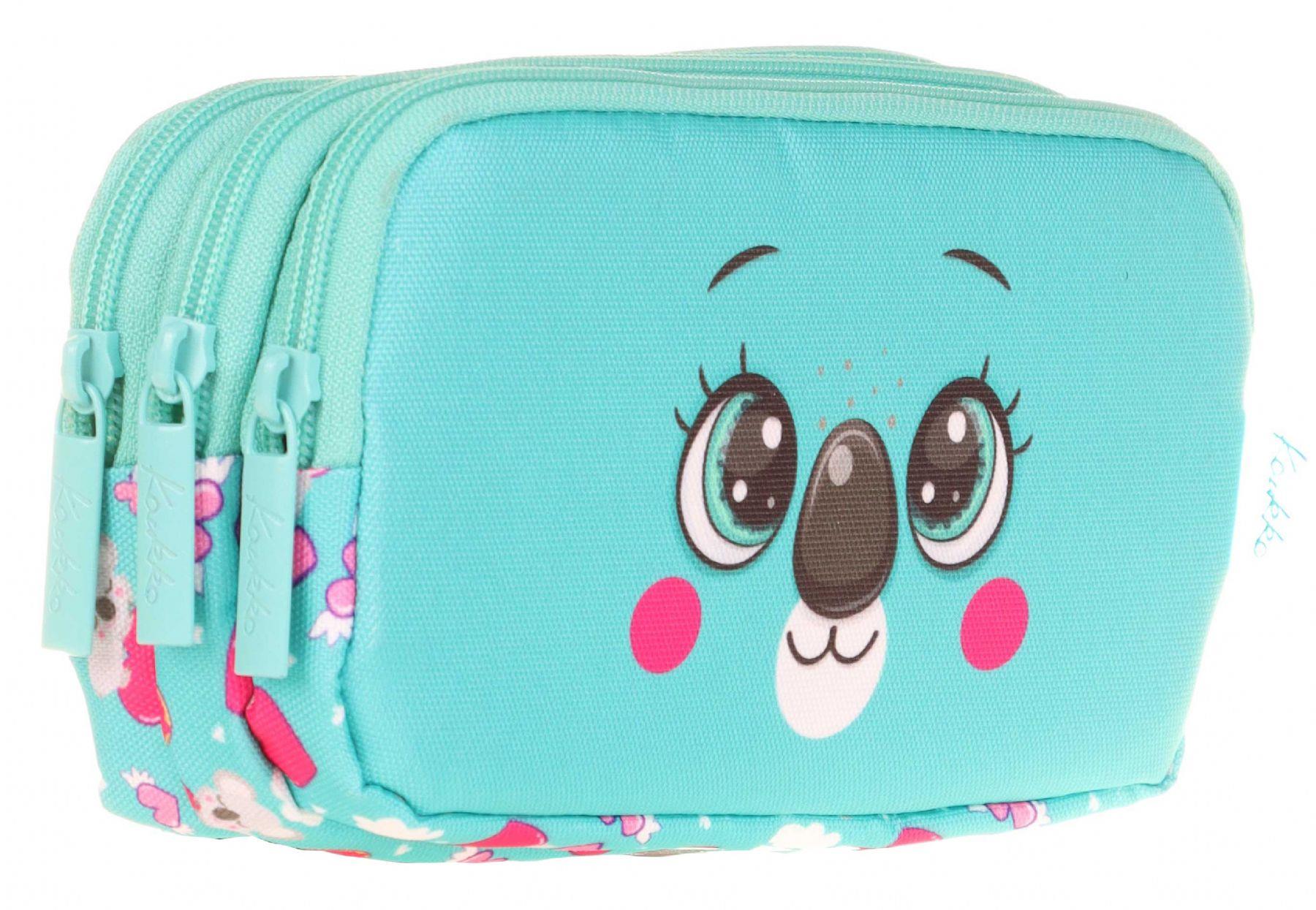 Kaukko Üç Bölmeli Sevimli Koala Yeşil Kız Çocuk Kalem Çantası