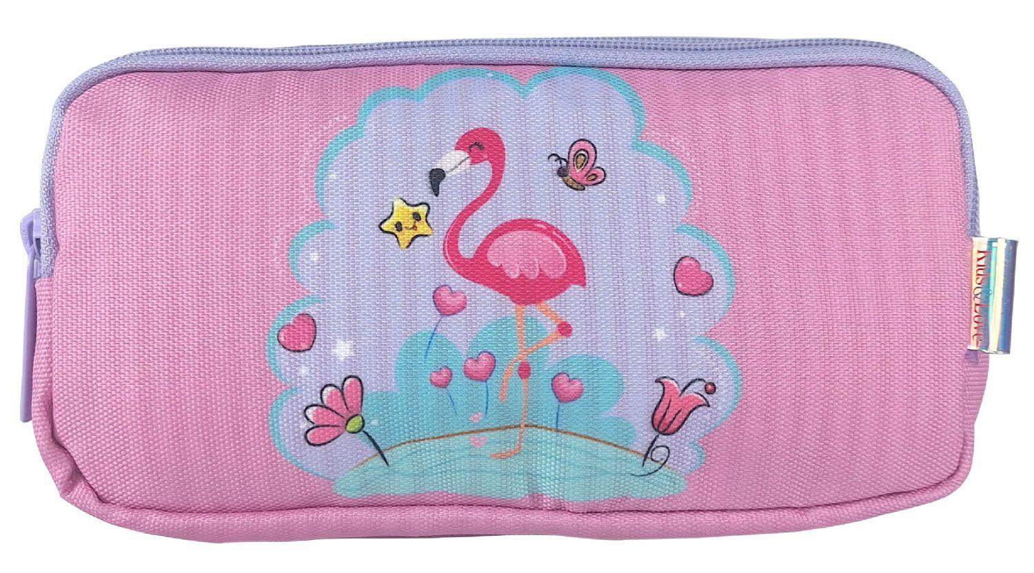 Kids&Love Üç Bölmeli Kız Çocuk Kalem Çantası - Flamingo
