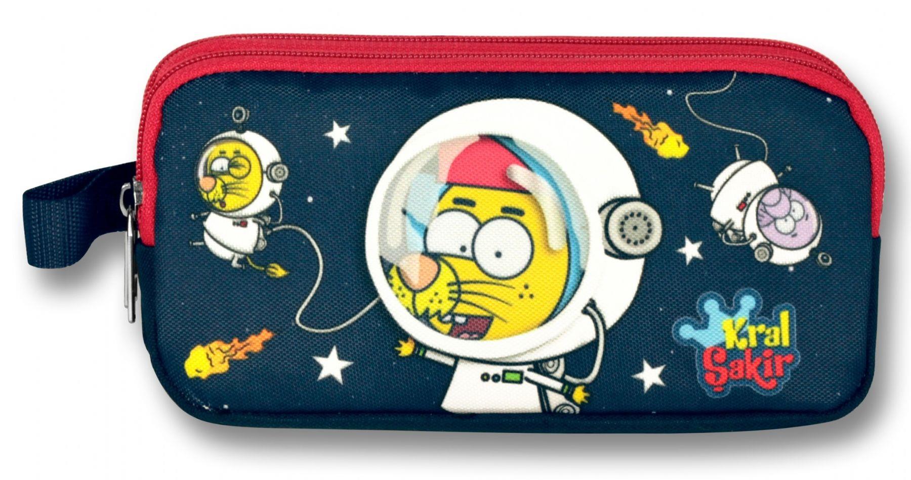 Kral Şakir İki Bölmeli Kırmızı-Lacivert Astronot Kalem Çantası - Erkek