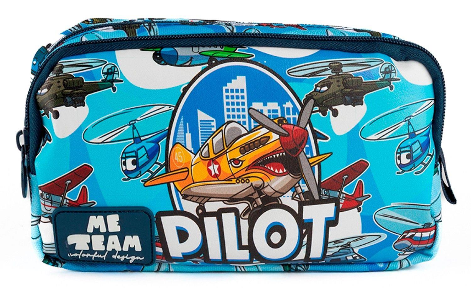 Me Team Uçak ve Pilot Baskılı İki Bölmeli Kalemlik - 25067