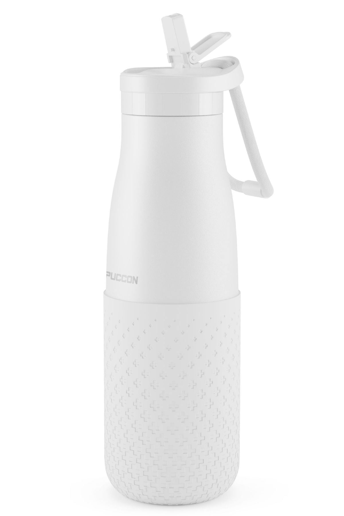 Puccon 500 ml Pipetli Beyaz Çelik Matara/Termos - Silikon Gövdeli (Plus) - 50008