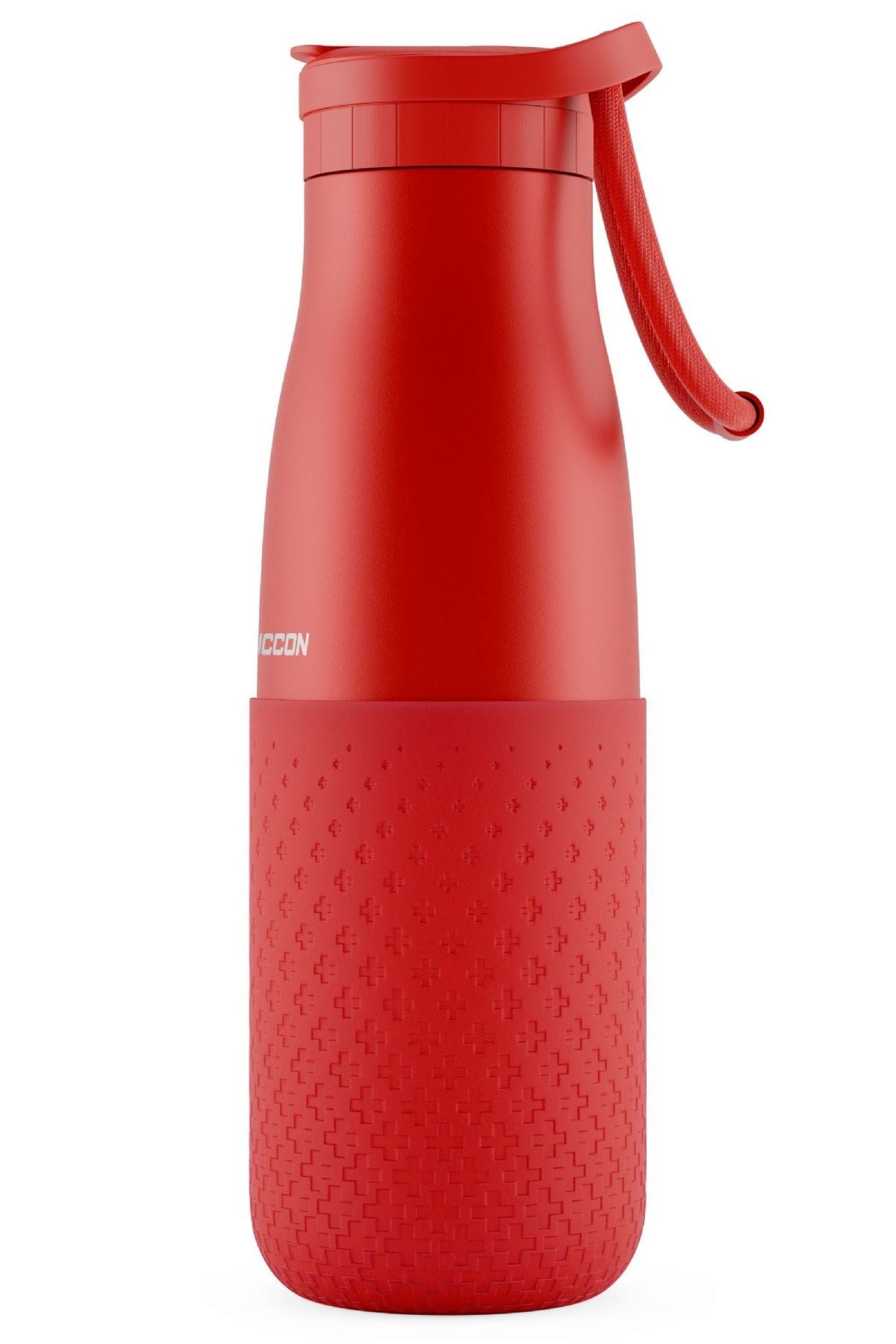 Puccon 500 ml Pipetli Kırmızı Çelik Matara/Termos - Silikon Gövdeli (Plus)- 50009