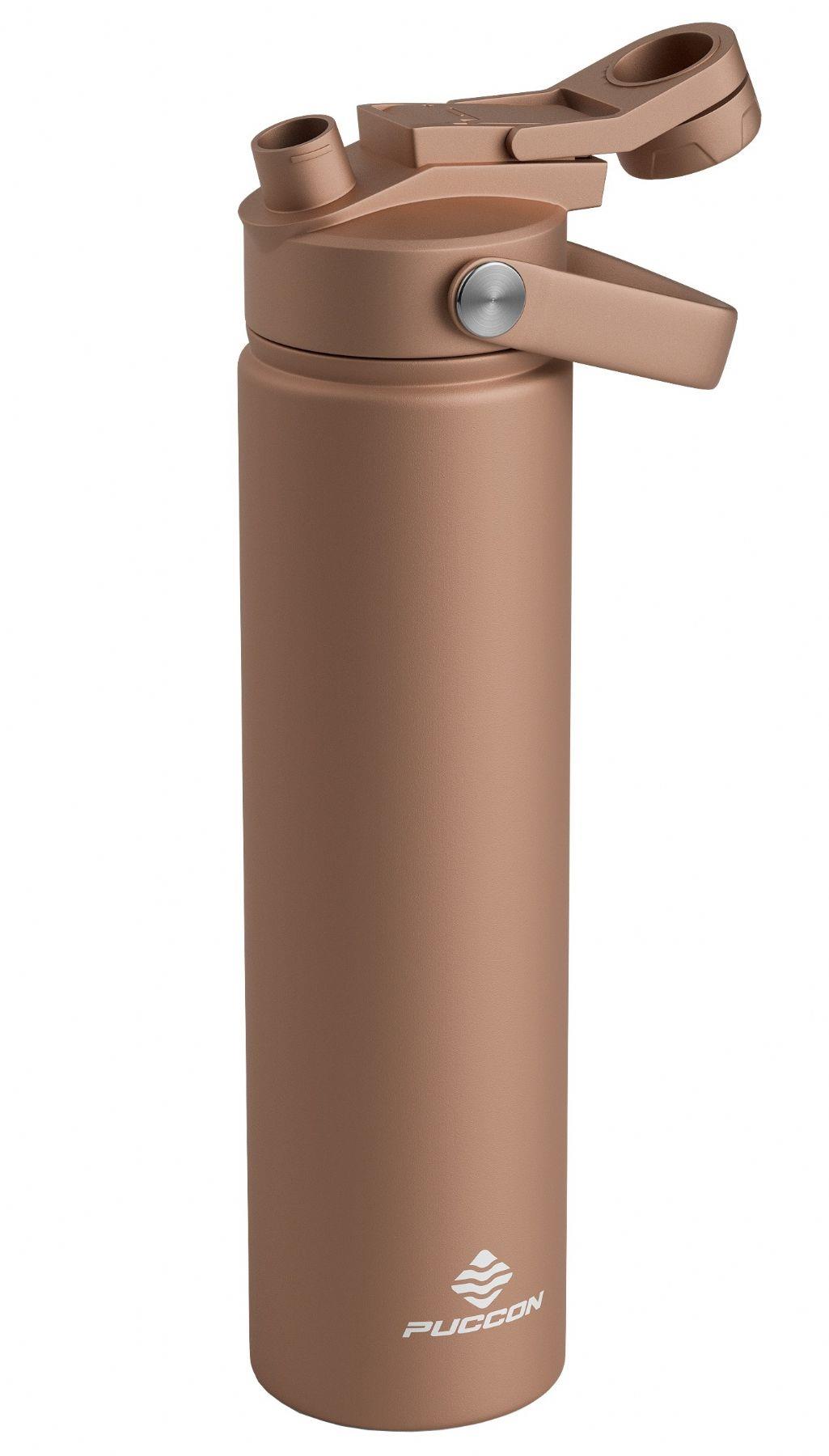 Puccon 750 ml Kahverengi Paslanmaz Çelik Termos/Matara/Suluk