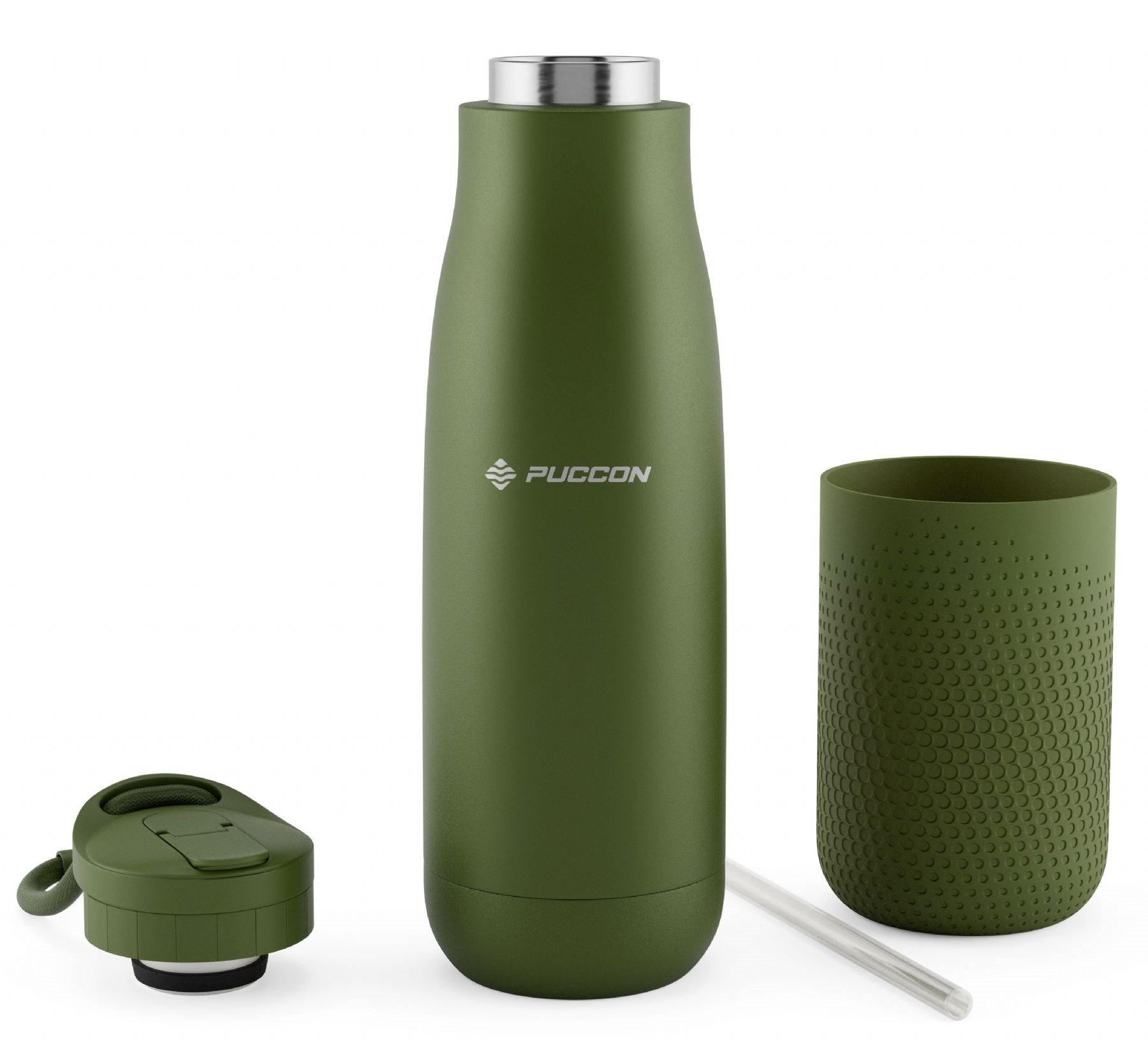 Puccon Haki 500 ml Çelik Okul Matarası - Silikon Gövdeli (Nokta) Çelik Termos -  50027