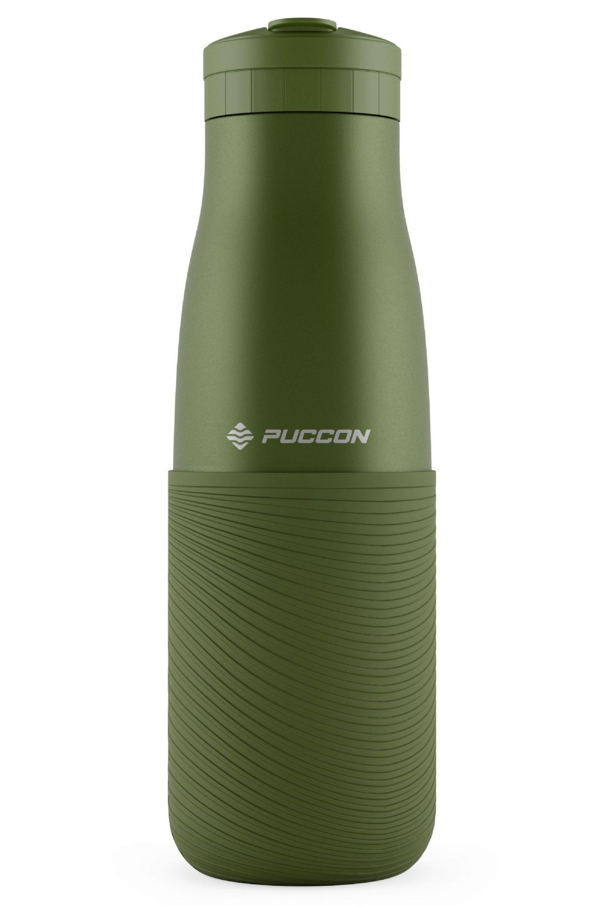 Puccon Haki 500 ml Paslanmaz Çelik Termos - Silikon Kaplı (Dalga) Okul, Günlük, Kamp - 50022