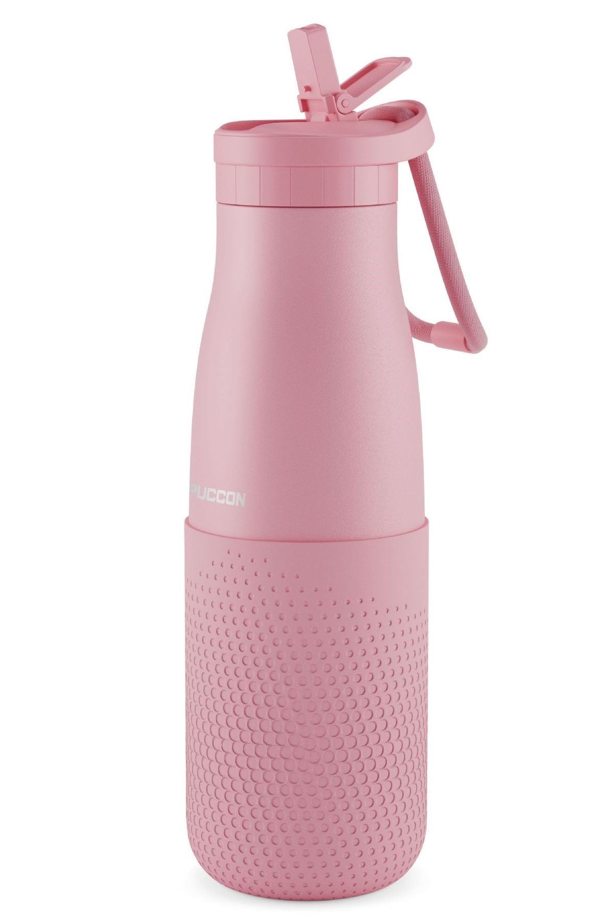 Puccon Pembe 500 ml Çelik Okul Matarası - Silikon Gövdeli (Nokta) Çelik Termos -  50025
