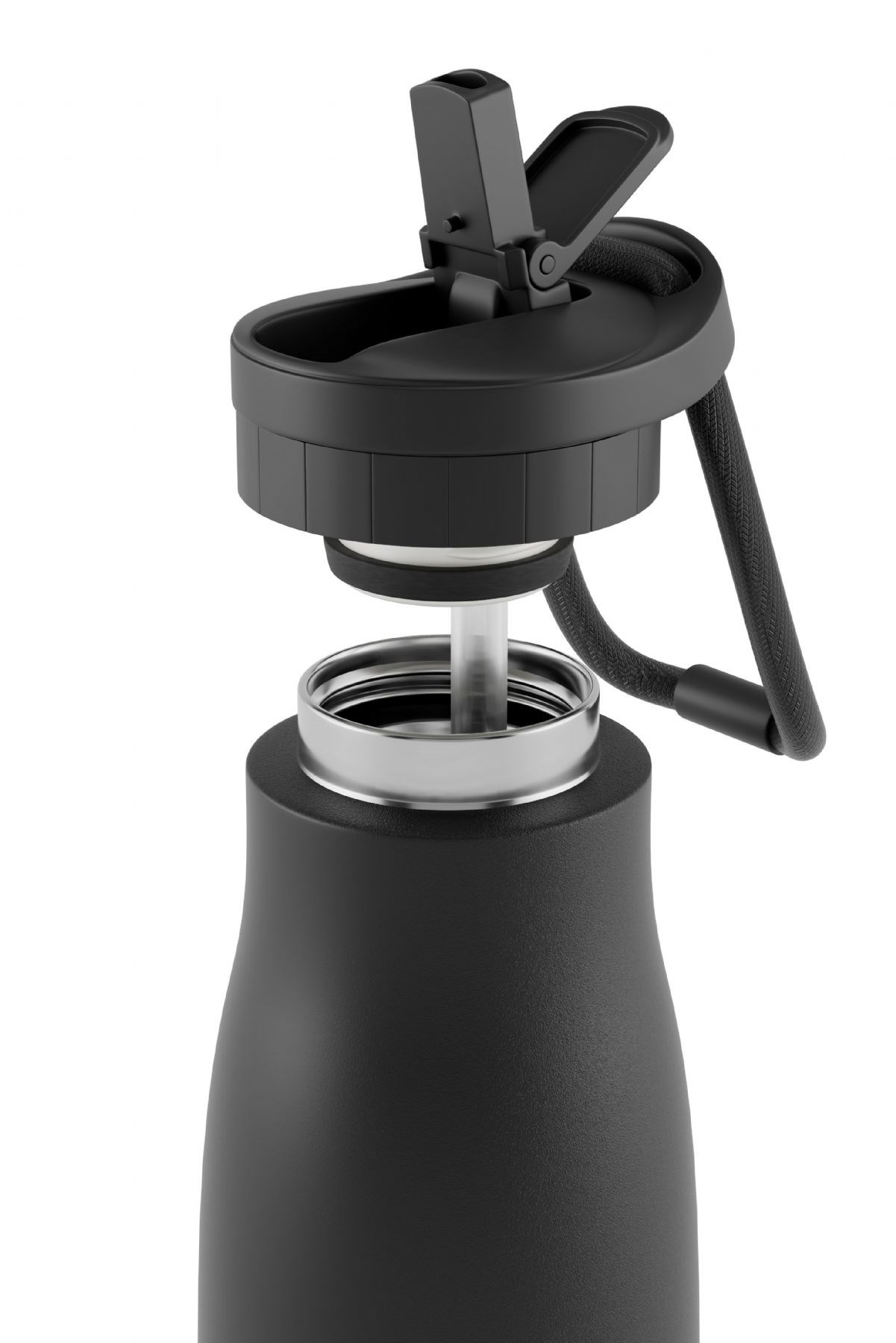 Puccon Siyah 500 ml Çelik Okul Matarası - Silikon Gövdeli (Nokta) Çelik Termos -  50026