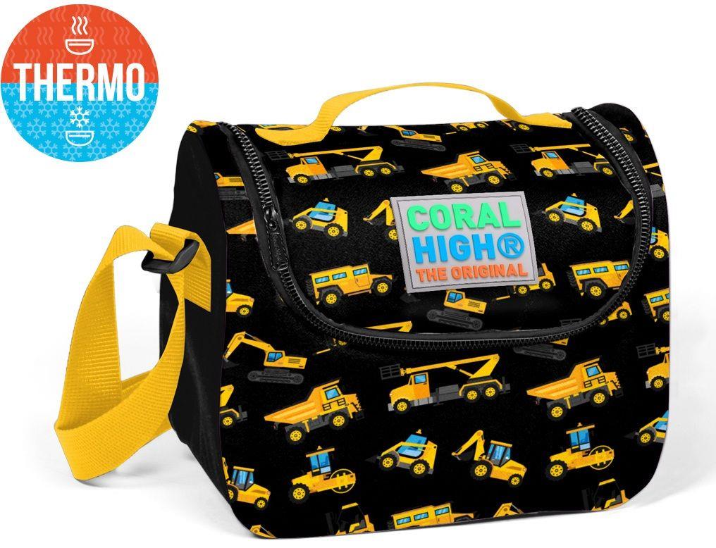 Sİyah Dozer Desenli Termoslu Beslenme Çantası - Erkek Çocuk