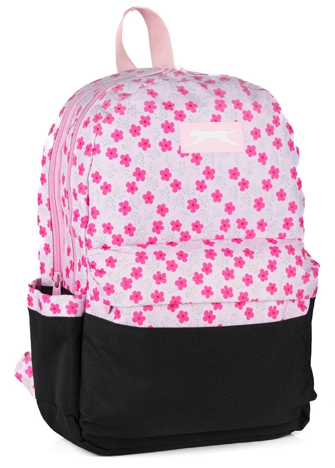 Slazenger Pembe Siyah Çiçek Baskılı Okul ve Günlük Sırt Çantası Kız Çocuk/Kadın