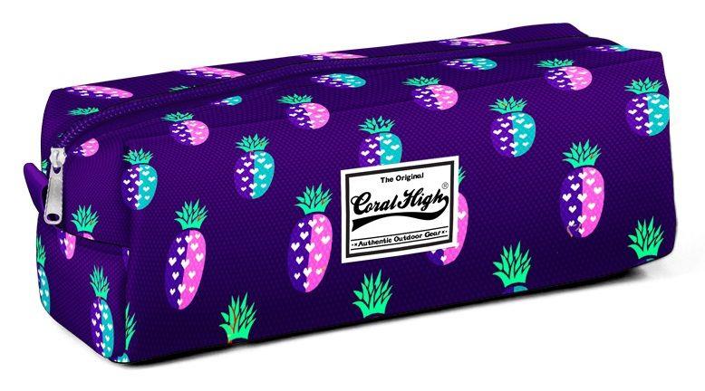 Tek Gözlü Mor Ananas Desenli Kalem Çantası - Kız