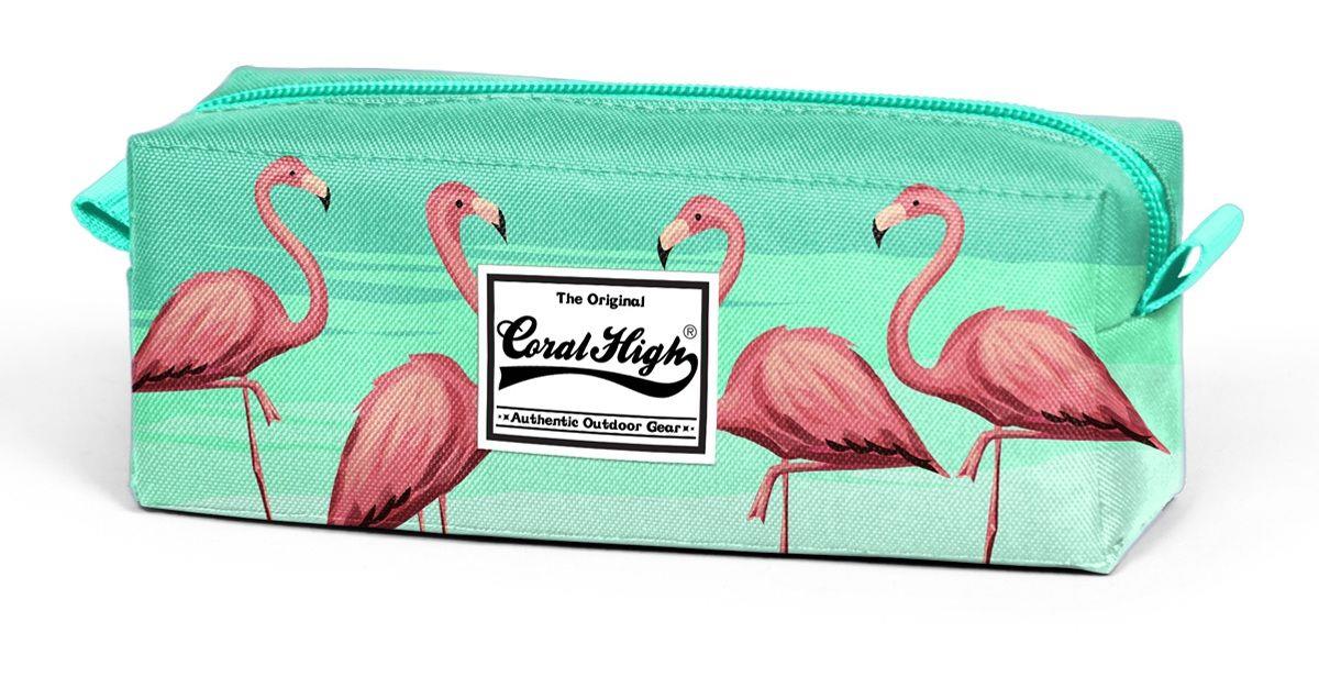 Tek Gözlü Yeşil Flamingo Desenli Kalem Çantası - Kız