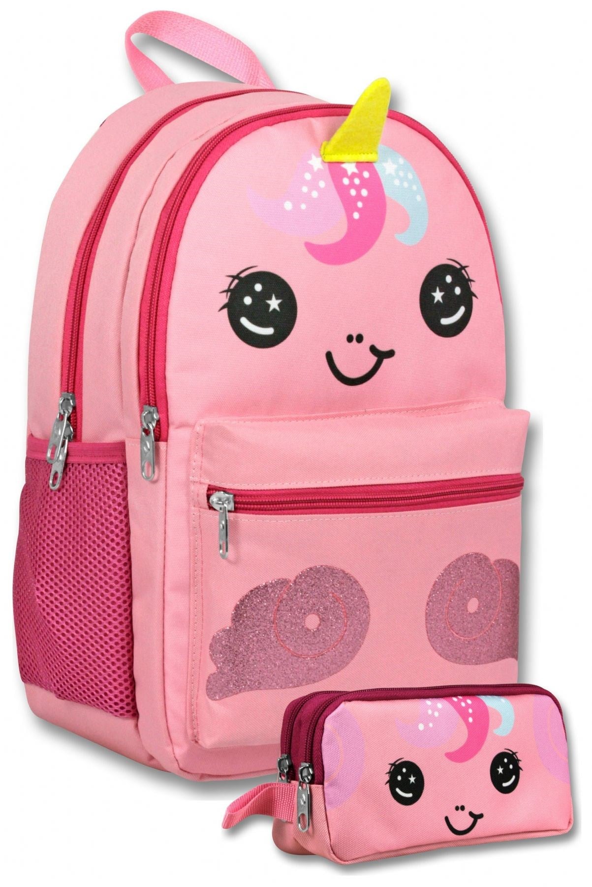 Ümit Çanta (Pembe) Kız Çocuk Sevimli Unicorn Desenli İlkokul Çantası ve Kalemlik Seti - SETUMT6042C