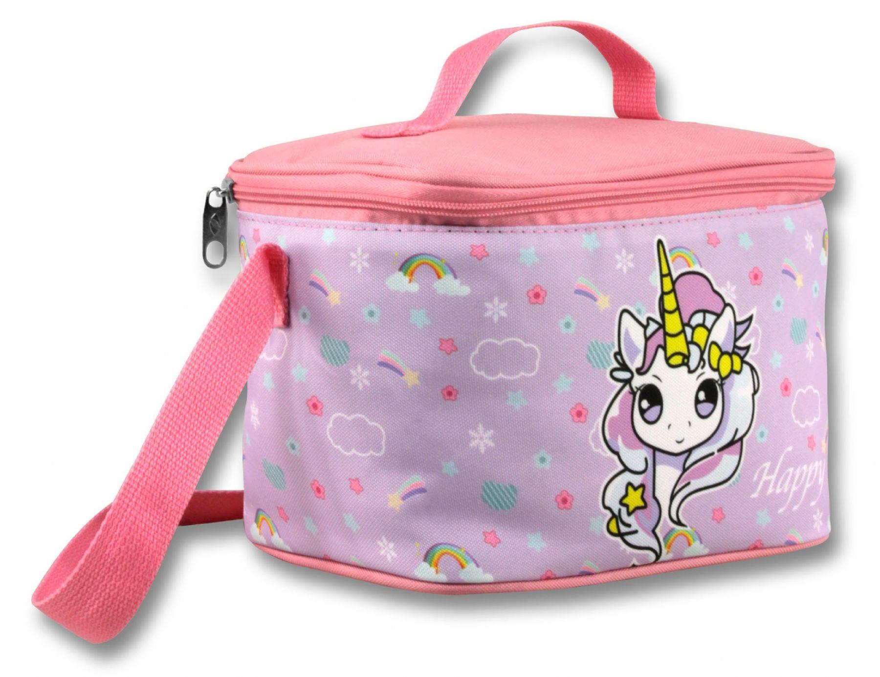 Ümit Çanta Termoslu/Isı Yalıtımlı Beslenme Çantası - 5016 - Gökkuşağı Unicorn, Turkuaz Pembe (Kız Çocuk)