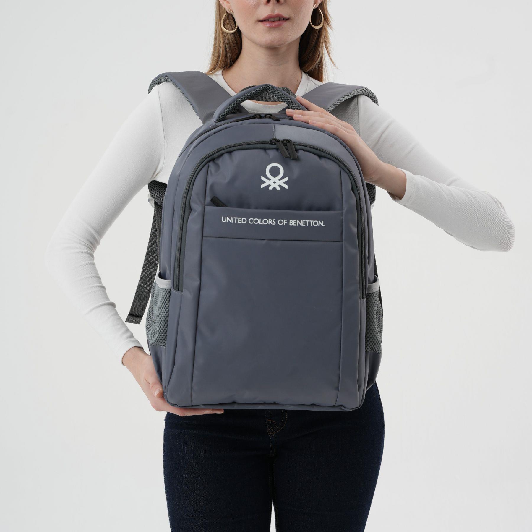 United Colors Of Benetton Unisex Çocuk/Yetişkin Okul Günlük ve Seyahat Sırt Çantası - Gri - 20972