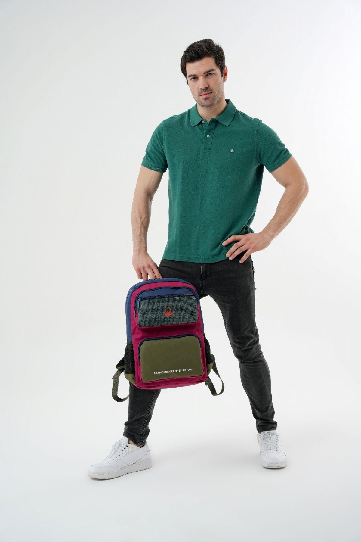 United Colors Of Benetton Unisex Okul, Günlük ve Seyahat Sırt Çantası - Lacivert - Haki - 20898