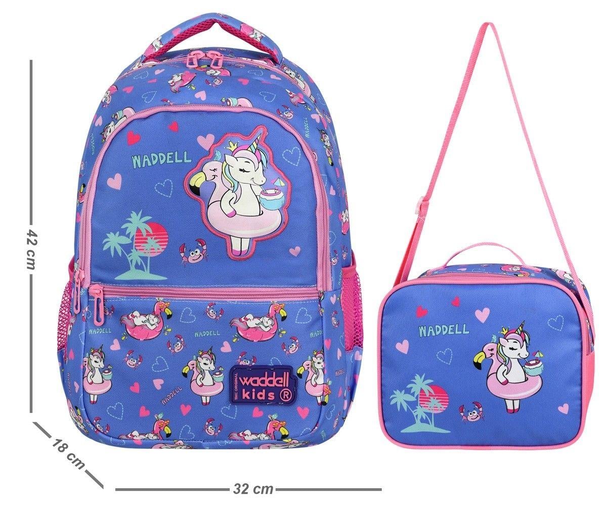 Waddell Unicorn Deri Nakış Desenli Kız Çocuk İlkokul Sırt Çantası Ve Beslenme Çantası