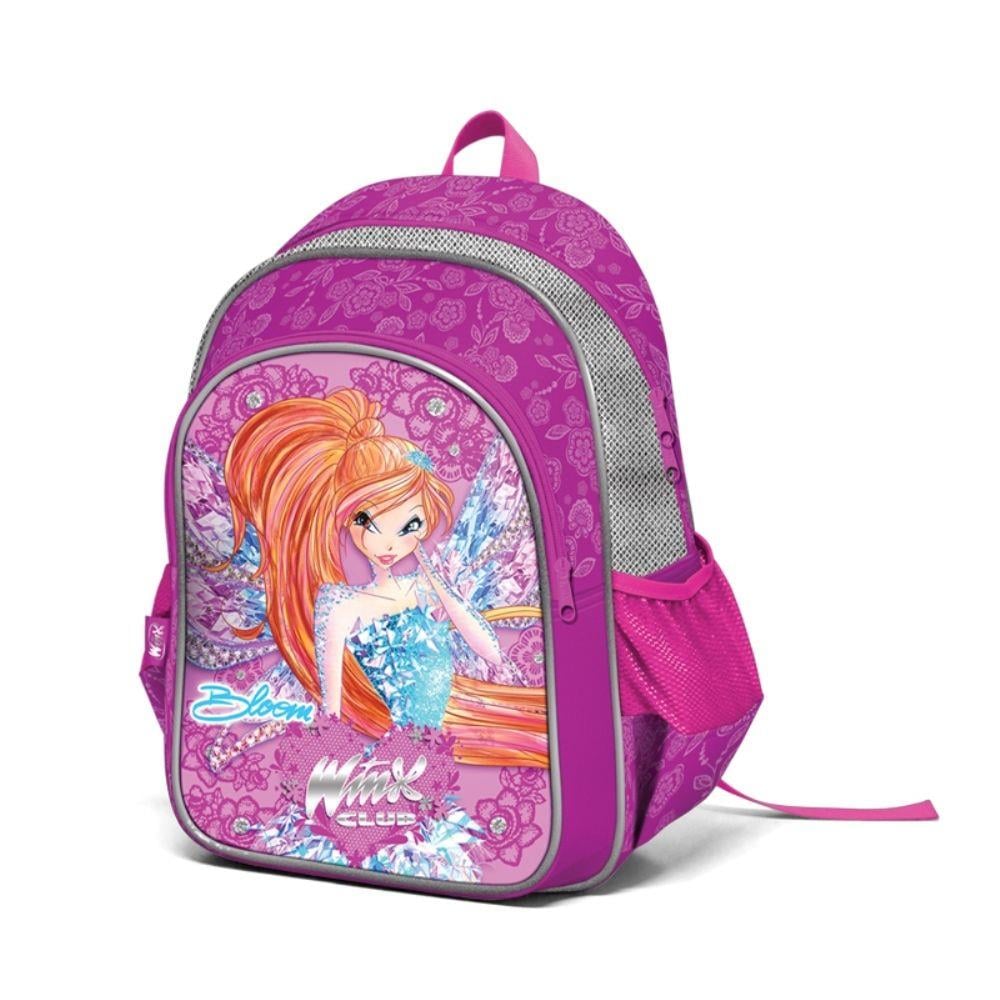 Winx Bloom Kabartmalı Simli  Pembe Okul Çantası