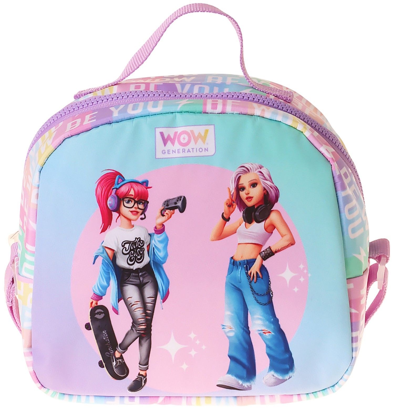 Wow Generation Be You Baskılı Yeşil - Mor Renkli Kız Çocuk Isı Yalıtımlı Okul Beslenme Çantası - W6086