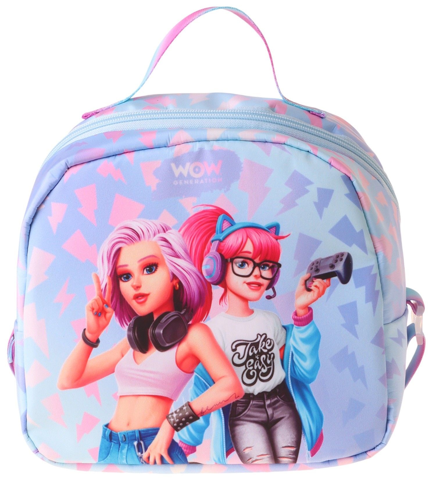 Wow Generation Cool Desenli Mavi - Pembe Renkli Kız Çocuk Isı Yalıtımlı Okul Beslenme Çantası - W6040