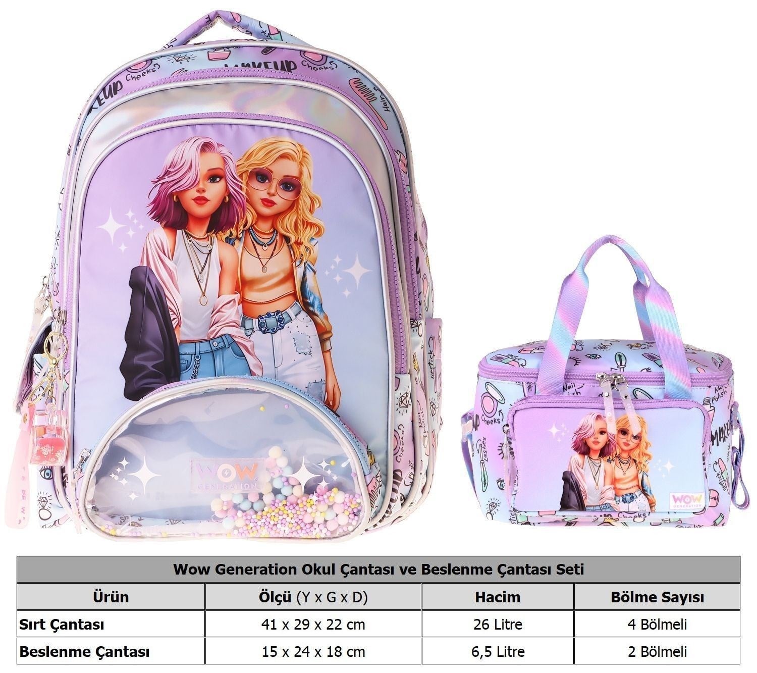 Wow Generation Friends İkili Okul Çanta Seti - Pembe Friends Baskılı Kız Çocuk SETWG-W6054B