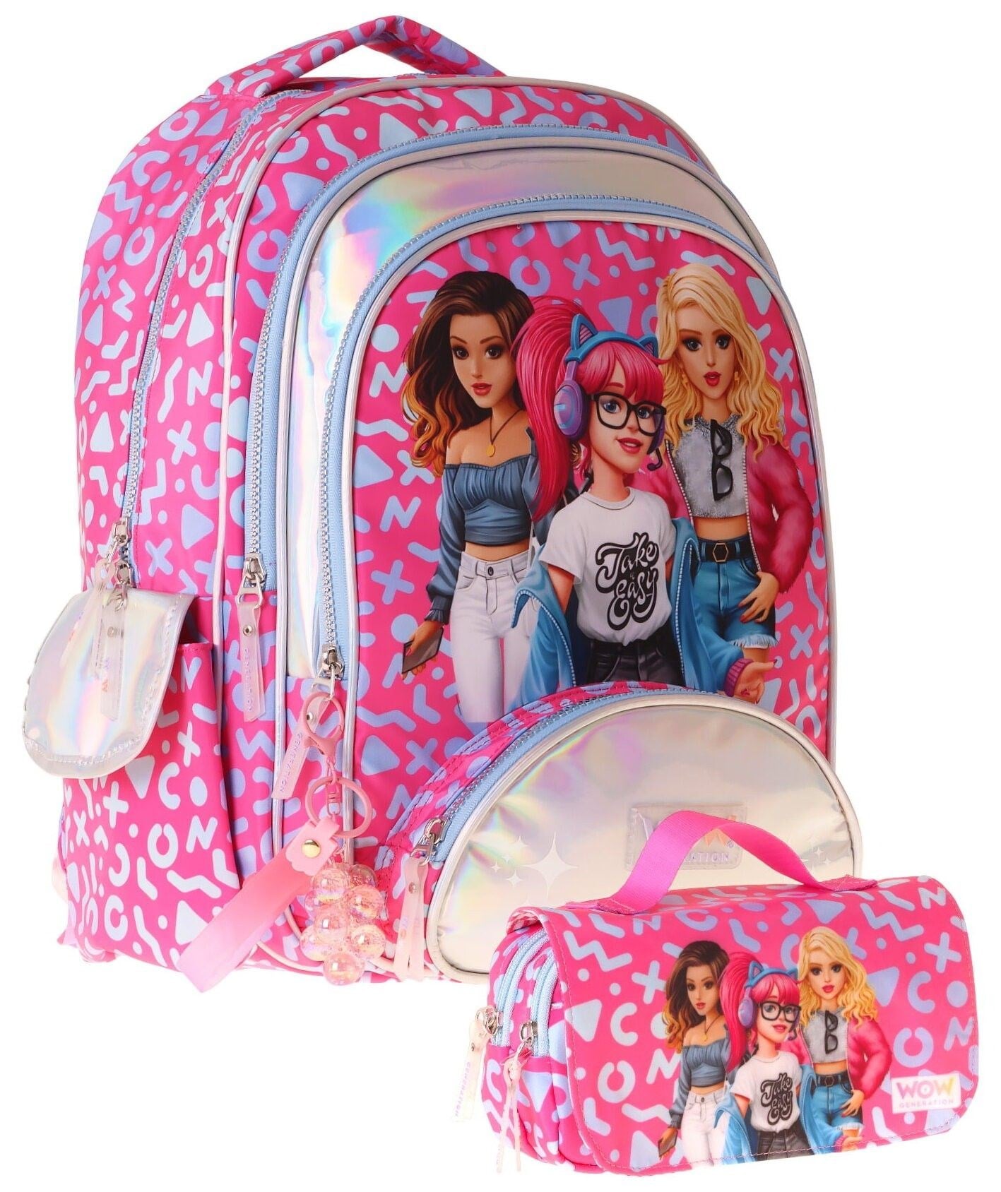 Wow Generation Girl Friends Kız Çocuk (Kırmızı) İlkokul Okul Çantası ve Kalemlik Seti - SETWG-W6059C