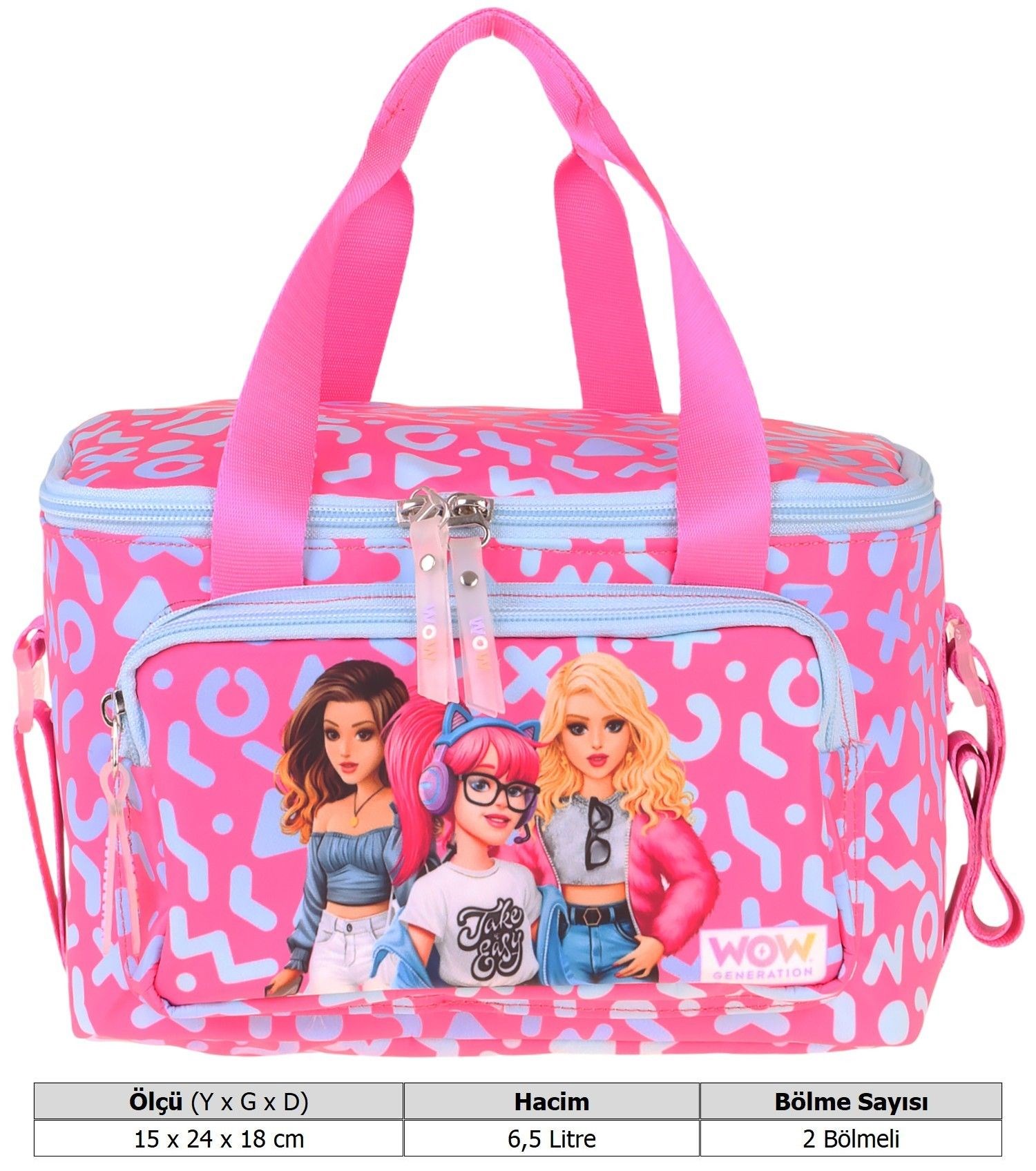 Wow Generation İki Bölmeli Thermo Okul Beslenme Çantası - Girl Friends Baskılı Kırmızı Renk (Kız Çocuk) - W6060