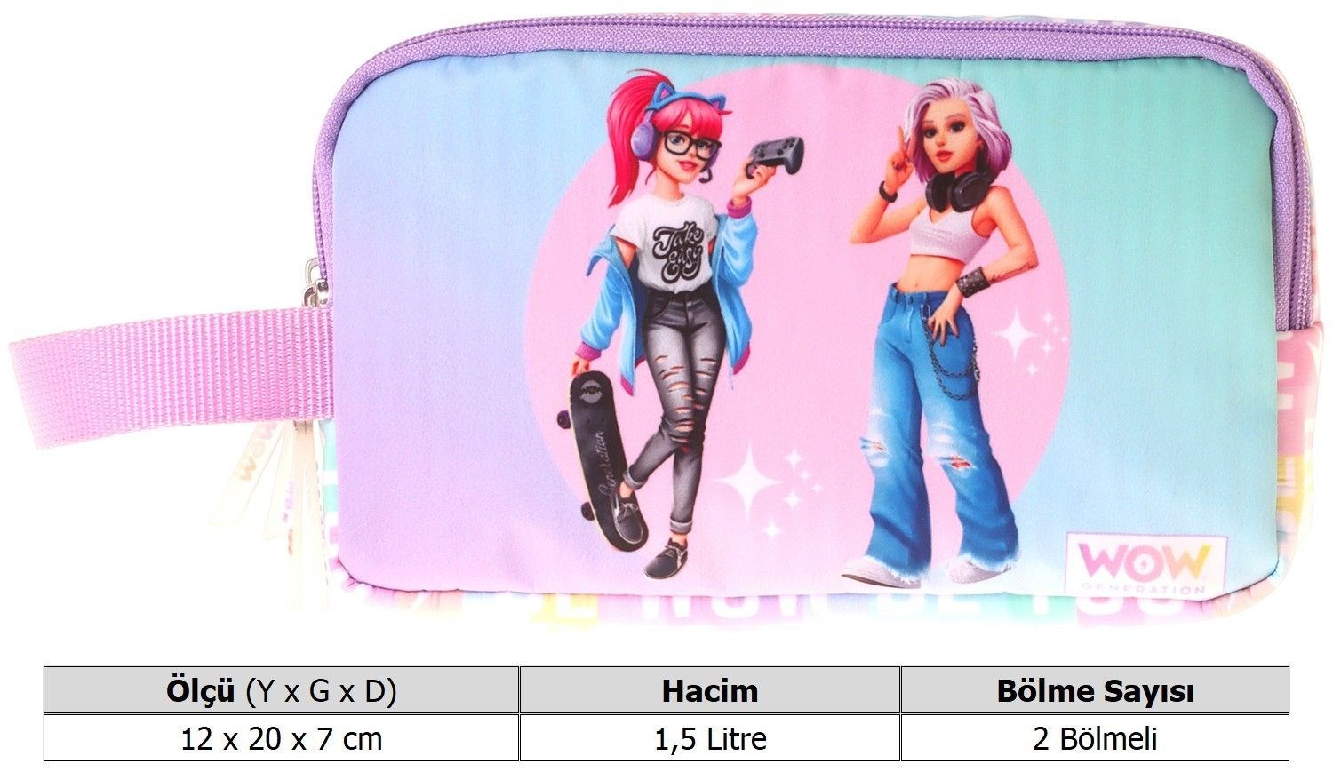 Wow Generation Kız Çocuk Be You Baskılı Yeşil - Mor Renk İlkokul Kalem Çantası - Kalemlik - W6087