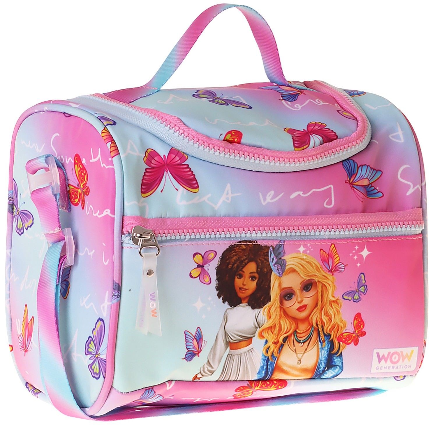 Wow Generation Kız Çocuk Butterfly Baskılı Isı Yalıtımlı Okul Beslenme Çantası (Turkuaz - Pembe) - W6076