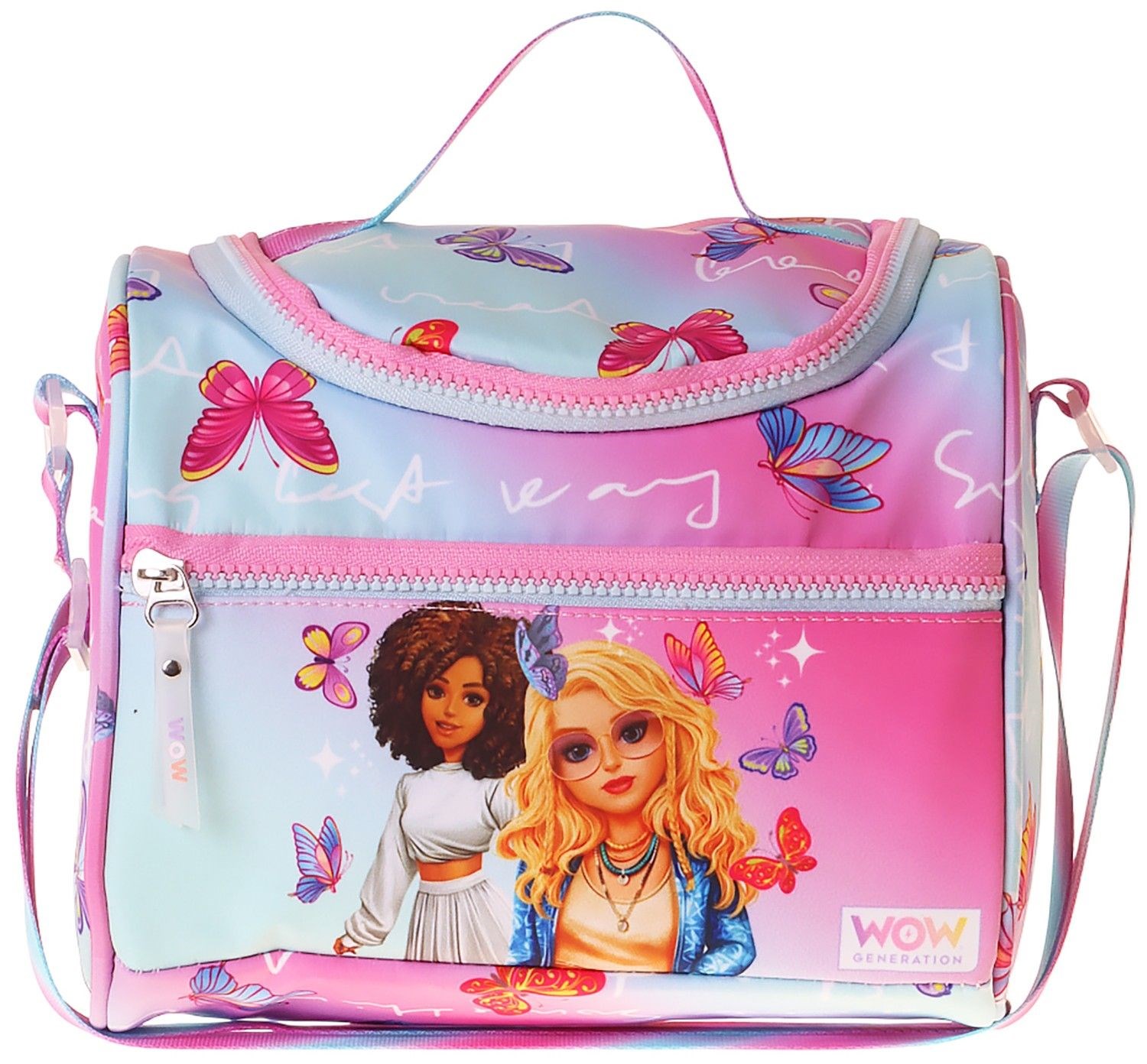 Wow Generation Kız Çocuk Butterfly Baskılı Isı Yalıtımlı Okul Beslenme Çantası (Turkuaz - Pembe) - W6076
