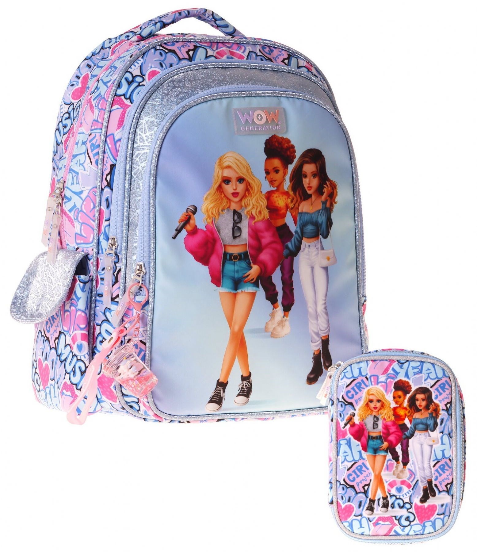 Wow Generation Music Kız Çocuk (Lila) İlkokul Okul Çantası ve Kalemlik Seti - SETWG-W6044C