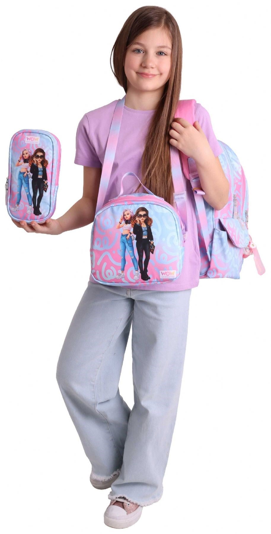 Wow Generation Üçlü İlkokul Okul Çanta Seti - Pembe - Turkuaz - Wonderful Baskılı - Kız Çocuk - SETWG-W6069A