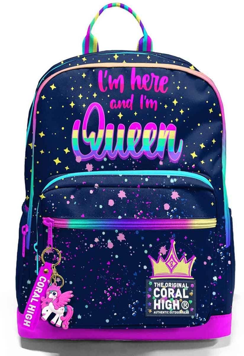 Coral High İlkokul ve Ortaokul Sırt Çantası 23635 - Kız Çocuk, Mor Çok Renkli, Dört Bölmeli