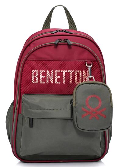 Benetton Bordo Haki Üçlü Erkek Çocuk Okul Çanta Seti - 21031