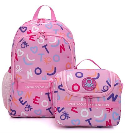 Benetton Kız Çocuk Pembe Üçlü İlkokul Çanta Seti 21027