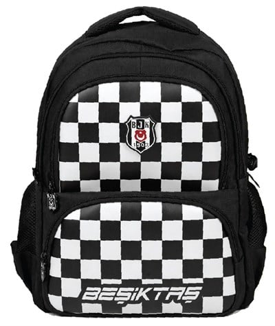 Beşiktaş Dört Bölmeli Erkek Çocuk Dama Baskılı Siyah - Beyaz Okul Sırt Çantası - 26349
