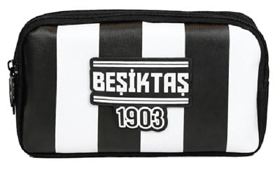 Beşiktaş İki Gözlü Erkek Çocuk Beşiktaş 1903 Baskılı Siyah - Beyaz Okul Kalem Çantası/Kalemlik - 26360
