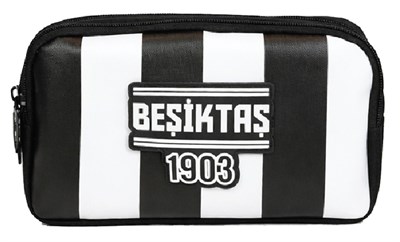 Beşiktaş İki Gözlü Erkek Çocuk Beşiktaş 1903 Baskılı Siyah - Beyaz Okul Kalem Çantası/Kalemlik - 26360