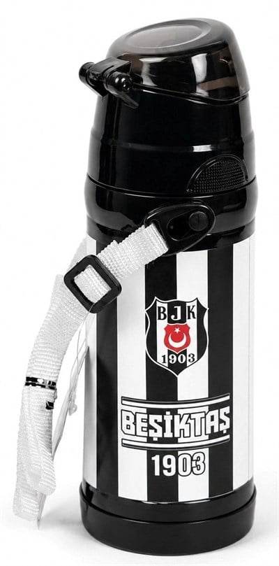 Beşiktaş Siyah Beyaz Çubuklu 425 ml Çelik Matara