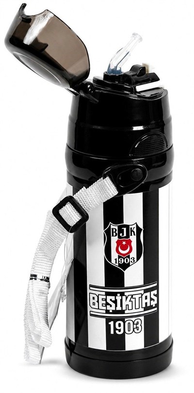 Beşiktaş Siyah Beyaz Çubuklu 425 ml Çelik Matara