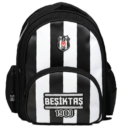 Beşiktaş Üç Bölmeli Erkek Çocuk Beşiktaş 1903 Baskılı Siyah - Beyaz Okul Sırt Çantası - 26357