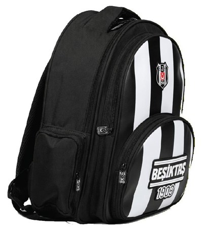 Beşiktaş Üç Bölmeli Erkek Çocuk Beşiktaş 1903 Baskılı Siyah - Beyaz Okul Sırt Çantası - 26357