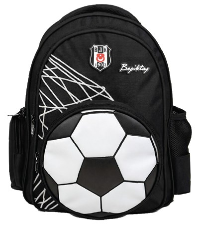 Beşiktaş Üç Bölmeli Erkek Çocuk Futbol Topu Şekilli Siyah Okul Sırt Çantası - 26383