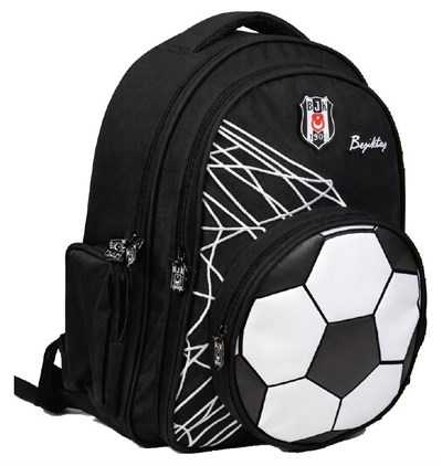Beşiktaş Üç Bölmeli Erkek Çocuk Futbol Topu Şekilli Siyah Okul Sırt Çantası - 26383
