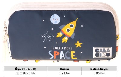 CalaCilo Erkek Çocuk İlkokul Kalem Çantası - Uzay Baskılı Lacivert Renk (Space) - C4049