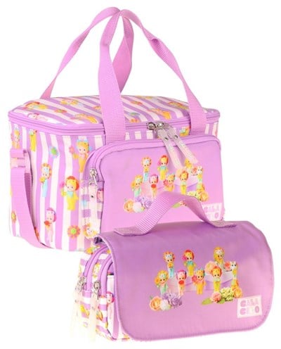 CalaCilo Flowers Baskılı Kız Çocuk Lila Renk Beslenme Çantası ve Kalemlik Seti - SETCC-C4072