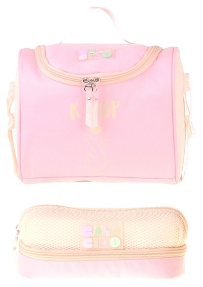 CalaCilo K-Pop Pink Kız Çocuk Pembe Renk Beslenme Çantası ve Kalemlik Seti - SETCC-C4108