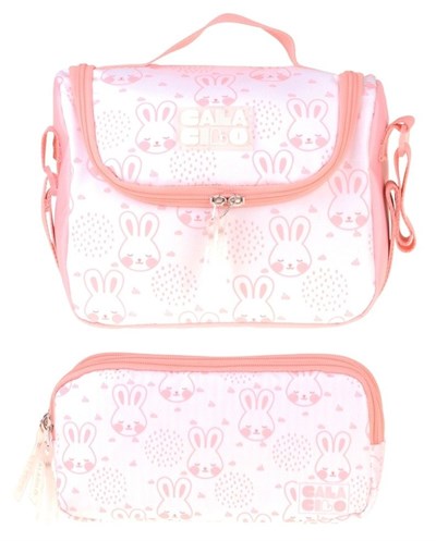 CalaCilo Kedi Baskılı Kız Çocuk Pembe Renk Beslenme Çantası ve Kalemlik Seti - SETCC-C4051
