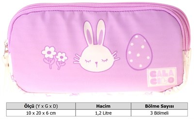 CalaCilo Kız Çocuk İlkokul Kalem Çantası - Tavşan Baskılı Lila Renk (Rabbit) - C4043