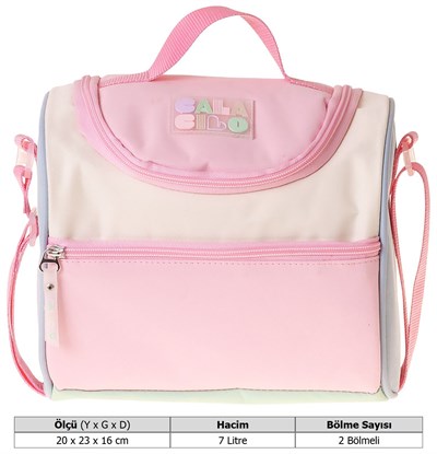 CalaCilo Kız Çocuk Scales Pembe Yeşil Renkli Isı Yalıtımlı Okul Beslenme Çantası (Pembe - Yeşil) - C4096