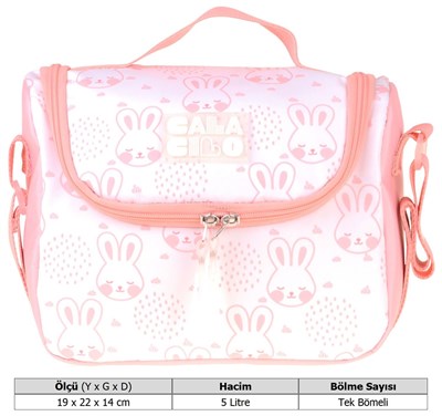 CalaCilo Pleasant Kız Çocuk Kedi Baskılı Pembe Isı Yalıtımlı Okul Beslenme Çantası - C4051